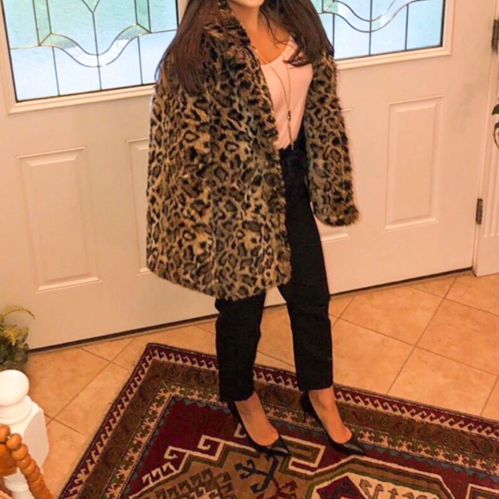 H&M Faux Fur Leopard Coat